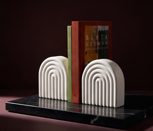 Porte-livres décoratifs modernes en métal blanc texturé, pour bibliothèque, bureau, décoration de table, vente en gros - Product Image 2