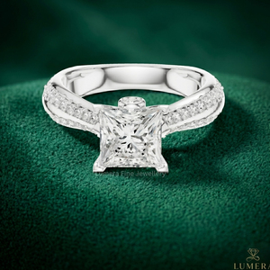 Anillo de Compromiso de Diamantes de Corte Princesa de Lujo, Certificado por IGI, Chapado en Rodio, Oro de 9K-18K, Color Blanco D, Anillo de Boda para Mujer - Product Image 1