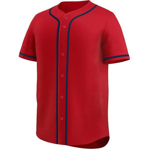Maillot de baseball style professionnel en mélange de polyester de qualité supérieure, tissu respirant, coupe traditionnelle avec boutons sur le devant et manches raglan. - Product Image 6