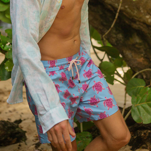 <b>Mens</b> Custom Design Heat-Transfer Printed Swim <b>Shorts</b> Elastic Waist Breathable Quick Dry High Quality Polyester/Cotton Custom - Product Image 4