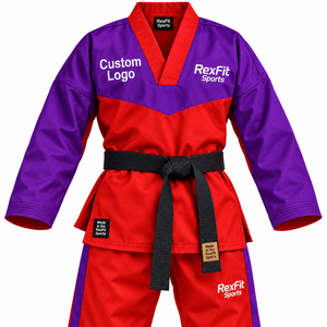 Uniforme de Taekwondo Personalizado RexFit Sports, Logotipo y Diseño Personalizados, Dobok de Artes Marciales con Cinturón Negro, Uniforme de Entrenamiento al por Mayor OEM - Product Image 2