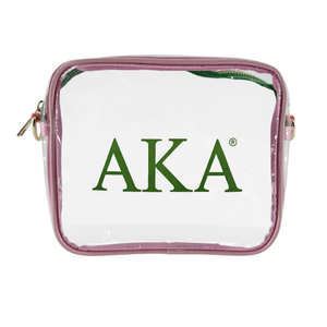 AKA <b>Clear</b> Cross Body <b>Bag</b> Transparent Pink & Green PVC Shoulder Purse Stadium Approved AKA Travel Event Crossbody <b>Bag</b> - Product Image 3