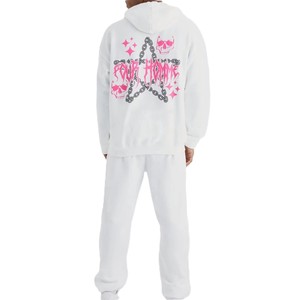 Ensemble de survêtement pour homme à capuche personnalisé avec logo - 100% coton molletonné, pantalon de survêtement et sweat-shirt surdimensionnés personnalisables - Product Image 2