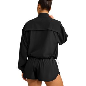 Chaqueta Cortavientos de Nailon para Mujer, Cierre Completo, Ligera, Transpirable, para Correr, Yoga, Gimnasio, Secado Rápido, Elástica en Cuatro Direcciones - Product Image 2