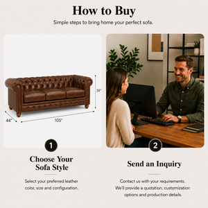 Sofá Chesterfield Tradicional de Cuero Genuino, Tres Plazas, Respaldo Acolchado, Brazos Enrollados, Patas de Madera, Muebles de Sala de Estar, Sofá de Cuero - Product Image 4