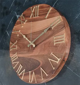 Handmade Wooden <b>Clock</b> Decorative Natural Wood Wall Hanging <b>Clock</b> For Bedroom And Living Room Premium Wooden <b>Clock</b> - Product Image 4