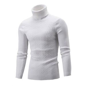 Pull à col roulé blanc en tricot torsadé pour femme, manches longues, décontracté, hiver - Product Image 1