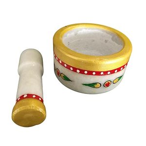 Mortero y pilón de mármol multiusos para cocina, farmacia y uso ayurvédico con material duradero y de larga duración. - Product Image 1