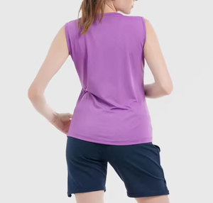Women Solid Color O-Neck Knitted Sleeveless <b>Tank</b> <b>Top</b> Casual Breathable Regular Length <b>Purple</b> - Product Image 3