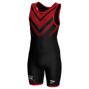 Men's Black Red Geometric Wrestling Singlet V-Neck Sleeveless Fitted Spandex <b>Polyester</b> Moisture Wicking Adult Size - Product Image 3