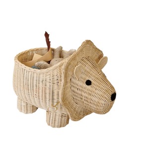 Cute Lion Shaped Rattan <b>Basket</b> Woven Decorative Toy Storage Bin Kids Blanket Clothes Laundry <b>Hamper</b> Natural Open - Product Image 2