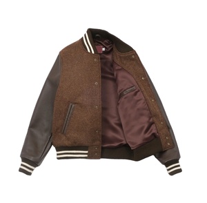 Vestes universitaires en laine à manches en cuir épais, design personnalisé, avec patch en chenille, pour hommes, vente en gros - Product Image 2