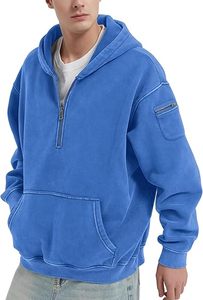 OEM Premium 100% Cotton Acid Wash Quarter Zip Hoodie Winter Oversized <b>Retro</b> Distressed Texture Men Sportswear Fleece <b>Tracksuit</b> - Product Image 3