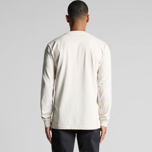 T-shirt à manches longues blanc 240 GSM, coupe ample, respirant, en coton peigné, col rond, style minimaliste - Product Image 6
