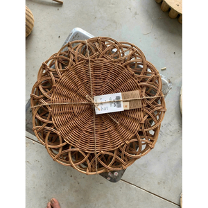 Handmade <b>Bamboo</b> Round Mats With Floral Design Bohemian Style Table Decor Pads - Product Image 2