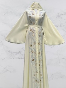 2026 <b>Shawl</b> Collar V Neck Ankle Length Modest Beaded Abaya Embroidery Detail Women Solid Color Long Sleeve Polyester <b>Wedding</b> - Product Image 2