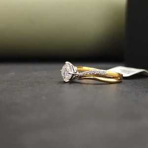 DOPE JEWELLS Luxury <b>Cushion</b> Cut Yellow Gold Moissanite Engagement Ring Tiny Diamonds Prong Setting 18KT Gold IGI Certified - Product Image 3