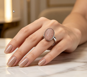 Anillo de cóctel R Art Palace de cuarzo rosa, chapado en plata 925, joyería de moda vintage para mujer, piedra de nacimiento de junio - Product Image 1