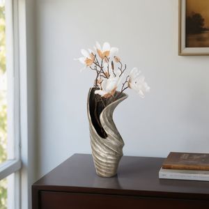 Contemporary stylish metal flower vase sleek modern design ideal for interior decoration and floral arrangement display use - Product Image 2