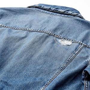 Veste en jean délavé pour homme, classique, décontractée, boutonnée, couleur unie, coupe classique, pour l'automne, à prix abordable - Product Image 4