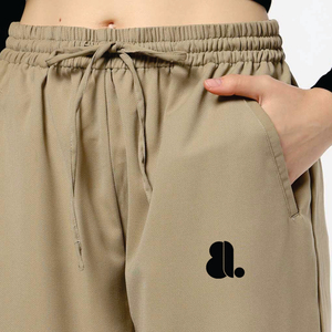 Pantalones Cargo de Cintura Alta para Mujer, Color Sólido, Cintura Elástica, Corte Holgado, Largos, Casuales, de Lona Transpirable - Product Image 5