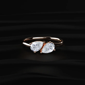 Bague tendance à double poire en diamant, 1,0 carat, diamant jaune de laboratoire, look élégant et unique, clarté VVS-VS, certifiée IGI - Product Image 1