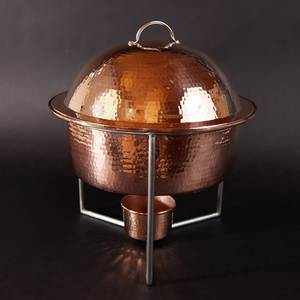 Elegante calentador de alimentos tipo buffet de latón con base de combustible y tapa, equipo de catering ideal para hoteles, restaurantes, bodas y banquetes. - Product Image 1