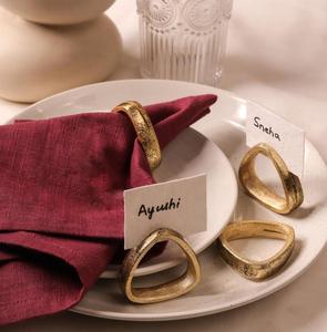 Golden Brass Napkin Rings Vintage Design 4.5cm Durable Table Decor Wedding Use - Product Image 1