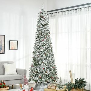Albero di Natale Artificiale Pieghevole 210 cm, 1350 Rami in PE PVC, Verde Bianco Innevato, per Uso Interno con Luci LED - Product Image 2