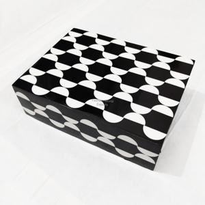Handcrafted Stripe Pattern Box Stylish Modern Organizer in Minimalist Designer Storage Box Abstract <b>Circle</b> Striped Jewelry Box - Product Image 5