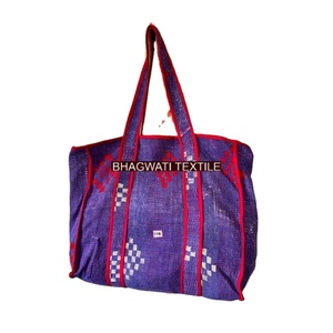 Handmade Kantha Folding <b>Bags</b> for Women New Arrival Traditional Style for Gifts Wholesale at Low Price - Product Image 2