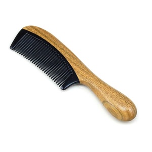 Wooden Handle Ox Horn Hair Comb Handmade Wide Tooth Detangling Comb for Men Women <b>Beard</b> Hair <b>Care</b> Grooming Tool - Product Image 5