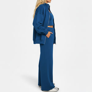 Conjunto Deportivo de Felpa 100% Algodón para Mujer, Estilo Informal, con Pedrería Bordada, Lavado Ácido, para Gimnasio y Jogging, Corte Regular - Product Image 5