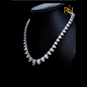 Collier à pendentif goutte en diamant de laboratoire à facettes en forme de poire, collier majestueux en or massif 9K 14K 18K, bijoux fins - Product Image 2