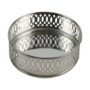 Plateau de présentation de bijoux élégant et rond avec finition argentée, plateau miroir en verre pour la décoration de la maison, plateau à maquillage - Product Image 3