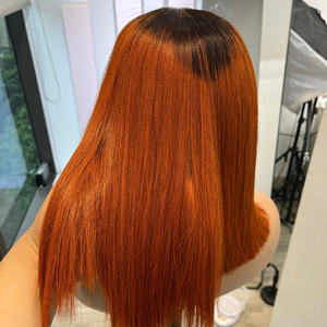 <b>Ombre</b> Orange Human Hair Wig Color Raw Vietnamese Human Hair High Quality Bone Straight Super Double Drawn - Product Image 4