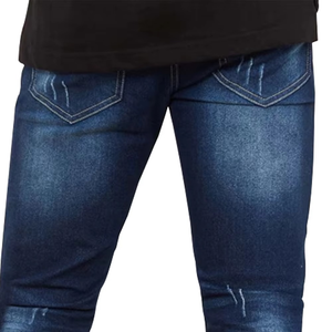 Jeans skinny déchirés bleu foncé pour hommes, coupe slim, effet délavé, qualité supérieure, vente en gros, tenue décontractée - Product Image 5