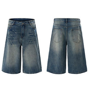 Pantalones Cortos de Mezclilla de Algodón Lavado Oscuro, Estilo Vintage, Holgados y Desgastados, Personalizados, para Hombre, Moda Urbana de Verano - Product Image 5