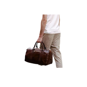 Sac de voyage vintage brun foncé 100% cuir véritable imperméable avec fermeture éclair, léger, grande capacité, portable - Product Image 1