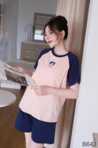 ชุดเสื้อผ้าคนท้องผ้าฝ้ายเนื้อนุ่ม ยืดได้ 4 ทิศทาง ระบายอากาศได้ดีและดูดซับเหงื่อ พร้อมลายพิมพ์คมชัด ชุดลำลอง B642 - Product Image 5