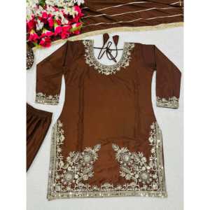 Top de fiesta 2XL con bordado de secuencia Sharara Plazzo y Dupatta para un aspecto elegante - Product Image 1