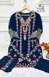 Premium Fox XL Taille (42) Brodé Organza Dupatta Satin Coton Bas Shalwar Kameez Ensemble pour Adultes Satin Coton Bas - Product Image 2