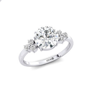 แหวนแต่งงานเพชรเม็ดเดี่ยวทรงหรูหรา ทองคำขาว 14K ประดับเพชรข้าง ดีไซน์แบบซ่อนรูปทรงรัศมี เพชรแล็บโกรว์ เกรด D VVS2 น้ำหนัก 2 กะรัต ขนาด 8 มม. รับรองโดย IGI พร้อมส่ง - Product Image 2