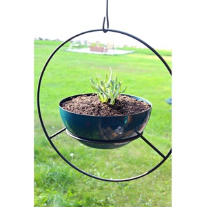 Maceta Colgante Moderna de Metal para Suculentas, Diseño Circular, Acabado con Recubrimiento en Polvo, Decoración para Jardín Exterior - Product Image 1