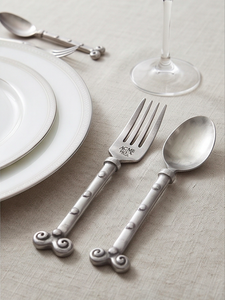 Juego de tenedor y cuchara de acero inoxidable estilo antiguo con mango decorado con cuentas hechas a mano para restaurantes, hoteles y resorts. - Product Image 2
