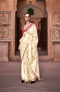 Sari en soie satinée pure avec broderie Zari et chemisier pour femme - Style moderne pour fêtes, Diwali et mariages - Product Image 5