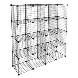 Scaffali Modulari in Metallo a 16 Cubi, Organizzatore Multifunzione a Griglia Metallica - Product Image 4