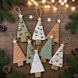 Décoration de Noël en macramé en forme d'étoile en corde de coton légère faite à la main, personnalisable pour la maison et les fêtes - Product Image 5