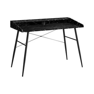 Scrivania Moderna per Ufficio Domestico da 48 Pollici con Laminato Effetto Marmo Nero, Struttura in Metallo Nero e Ripiani Porta Laptop, Design Contemporaneo - Product Image 2