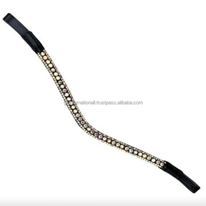 2024 nuevo diseño hecho a mano con forma curva de cuero banda para cejas de caballo con cristales multicolores diamantes de imitación banda para cejas Bling para brida - Product Image 5